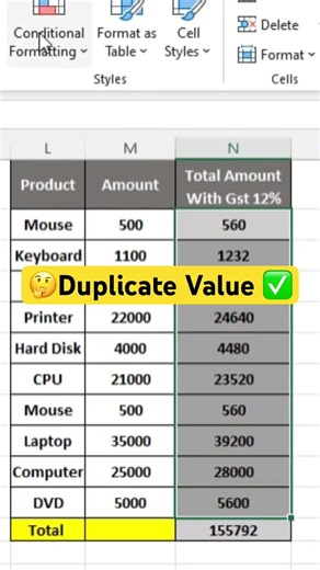 Duplicate Value Check 2026 #excel #computereducation #excelshortcuts #online_tech_support
