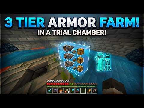 How I built a 3 Tier Armor Farm in a trial chamber - Minecraft