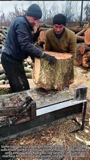 Teamwork Moving Big Log to Hydraulic Splitter! 💪