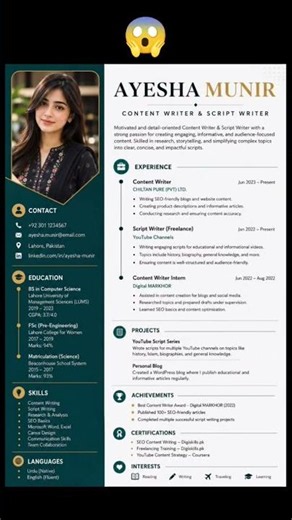 Professional CV Design 2026 | Modern Resume Template | Beautiful CV Format in MS Word | Free CV