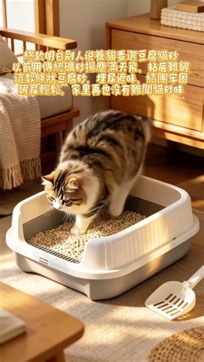 終於明白别人说養貓要選豆腐貓砂以前用傳統礦砂揚塵滿天飛、粘底難鏟這款條狀豆腐砂，埋屎遮味、结團牢固鏟屎輕鬆，家里再也没有難聞貓砂味#貓咪 #貓咪日常 #貓奴日常 #萌寵 #可愛 #貓砂 #豆腐貓砂