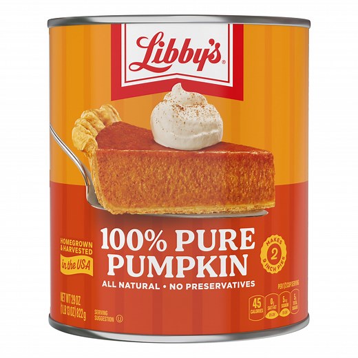 Libby's 100% Pure Pumpkin Puree, All Natural Gluten Free Canned Pumpkin for Baking Pumpkin Pie Dessert, 29 oz Can