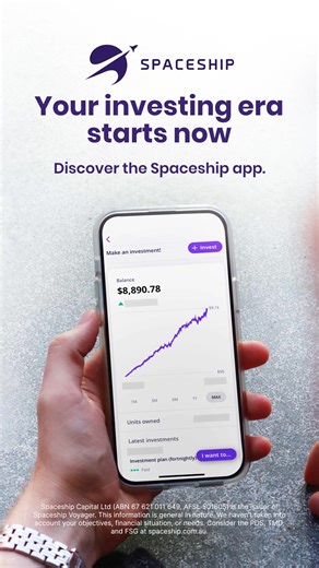 Not in your 20s anymore? It’s time to make your money work as hard as you do. Spaceship Voyager is the no-hassle investing app made for people who expect more from their money. Invest in global tech companies, with no complex jargon or financial degree required. Explore the Spaceship Voyager app now. Investing comes with risk. Consider the PDS, TMD and other documents at Spaceship.com.au | Spaceship | Facebook