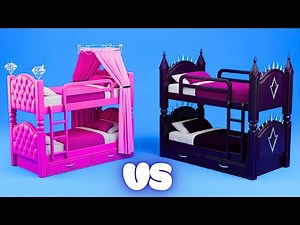 PINK vs GOTH Bunk Bed! DIY Secret Room Makeover