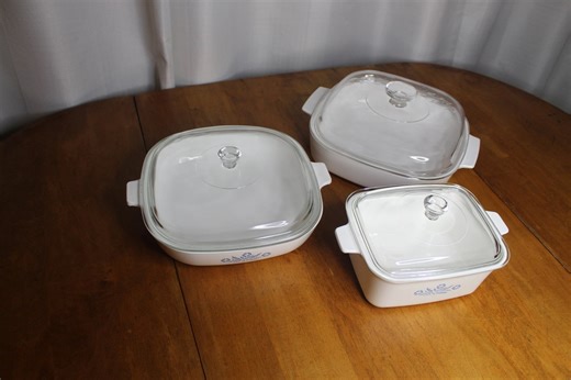Vintage Pyrex Blue Floral Milk Glass Refrigerator Dishes Set of 3 - Etsy
