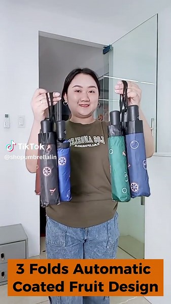 (ELLA UMBRELLA) 3 FOLDS AUTOMATIC COATED FRUIT DESIGN UMBRELLA #fyppppppppppppppppppppppp #foryo #ellaumbrella