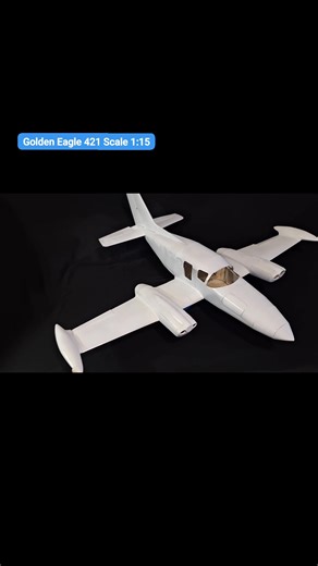 Cessna 421 Scale 1:15 Length 74 cm = 29 inches Wingspan 83.5 cm = 32 inches Height 23 cm = 9 inches Construction from scratch This is the first coat of paint over the aluminum metal that will form the base. I'll use three coats at most. Then I'll install the seats, cockpit instruments, and finish with the static motors, which are incorporated into a small electric motor. | Humberto Quiroz