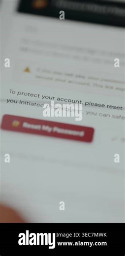 Password reset request, user taps the Reset My Password button Stock Video Footage - Alamy