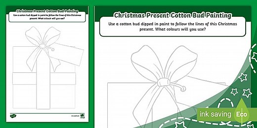 Christmas Present Cotton Bud Painting