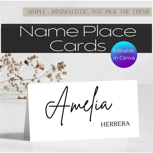 Editable Digital Place Card Canva Templates for Weddings, Birthdays, Graduations, Easy Customizable Seating Arrangement Cards - Etsy
