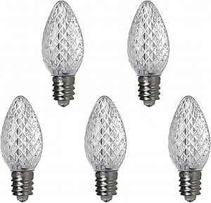 Pack of 25 C7 LED Christmas Light Replacement Bulbs for Outdoor Holiday Decoration, UL IP65 Waterproof Dimmable Faceted C7 Light Bulbs (White)