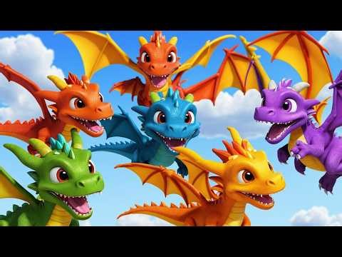 Six Little Toy Dragons Roar Roar Roar | Magical Fantasy Song & Nursery Rhymes