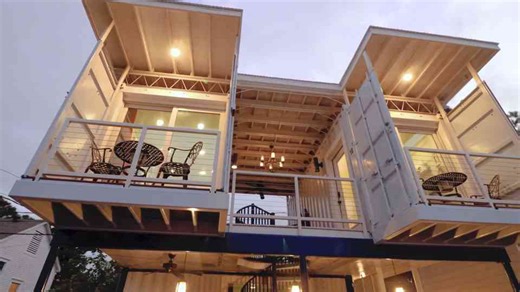 Inside a two-story shipping container home