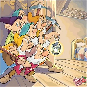 Happy Color - Snow White (1937 Films) Seven Dwarf See Snow White Sleep On The Bed Scene