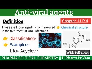 Antiviral agents || it's classification || cha-11 P-4 || Pharmaceutical chemistry || D Pharm1stYear