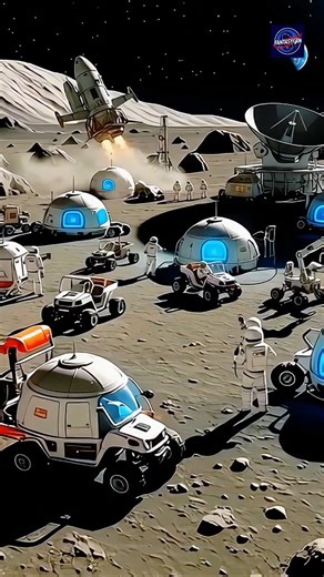 Future Lunar colony night activities at dome habitats. #lunarcolony #dome #moonexploration #mars