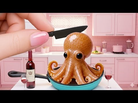 Miniature Cooking 🐙 Sweet & Sour Octopus | Tiny Spicy Recipe