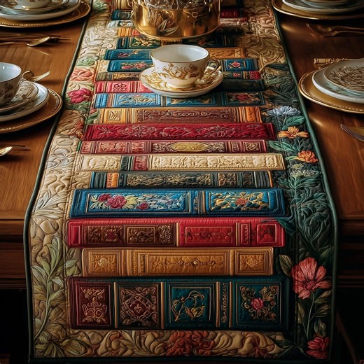 Vintage Books Table Runner, Library Table Decor, Book Lover Gift, Literary Dining Runner, Antique Bookshelf Table Runner Decor - Etsy