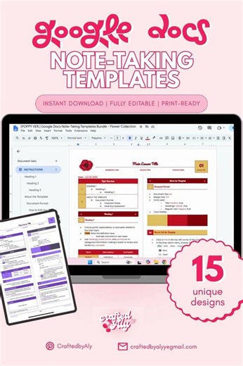 Google Docs Note-Taking Templates Bundle - Flower Collection