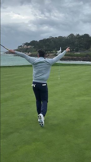 The best eagle you’ll see all week? Rory McIlroy battling the elements on the 18th at Pebble Beach.