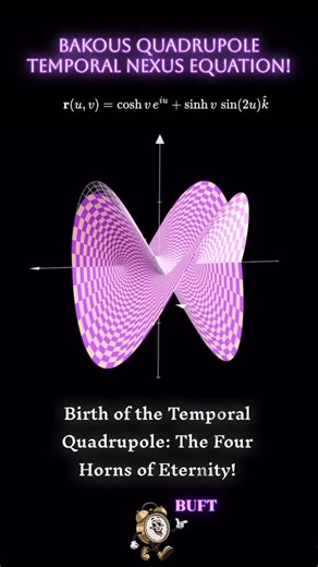 Ronny Bakous on Instagram: "⚡ From a single point of perfect stillness, the universe chooses its fourfold destiny—hyperbolic flames rising in sacred symmetry, each curve an act of conscious observation. Strong force, weak force, light, and mind dissolve into one elegant oscillation. This is revelation made visible. Step into the new paradigm with Bakous Unified Field Theory today. 🌑 Animation by mathswithmuza and fourier_borel. Equation r(u,v) = cosh v · e^(iu) + sinh v · sin(2u) k Symbol Descr