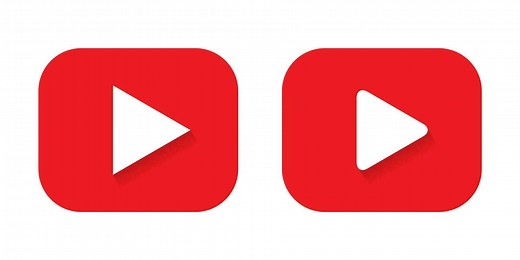 Download Play button icon vector in red rectangle. Video player button sign symbol