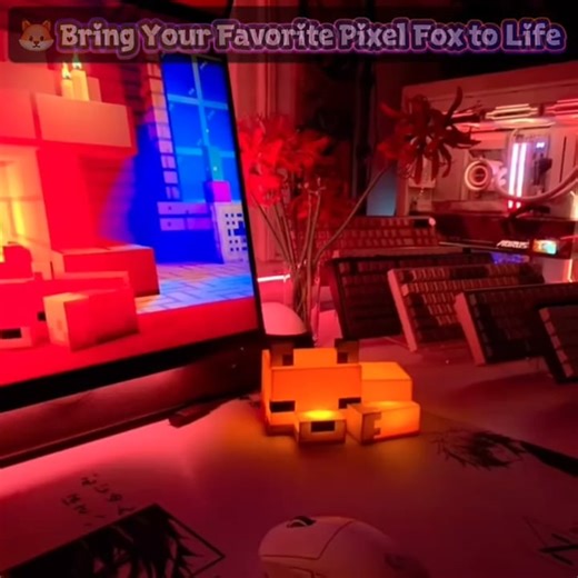 FoxLite Cubix – Pixel Fox Night Lamp captioned