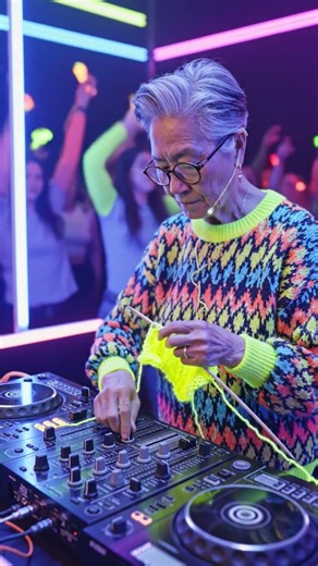 An old woman DJ #cartoon #ai #dj