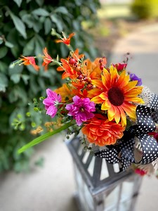 Floral Lantern Swag Topper: Orange Berry Sunflower Rustic Wreath - Etsy