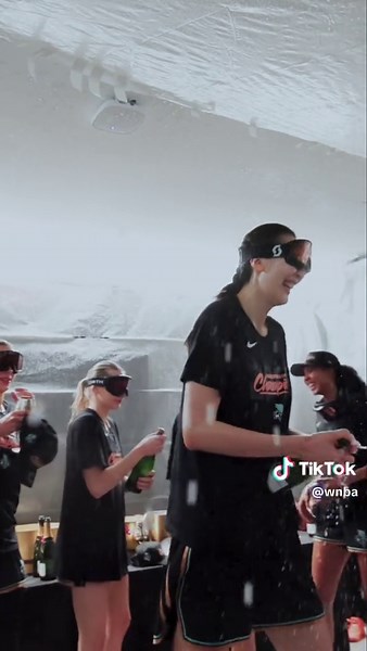 Cue the bubbly 🍾 A look inside the locker room with the WNBA's first two-time Commissioner's Cup champions. 2026 WNBA Commissioner's Cup | @Coinbase #wnba #wnbaseason30 #newyorkliberty #win #champions
