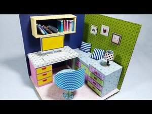 Study Room | DIY Cardboard | Miniature Cardboard Study Room Ideas and Decorations