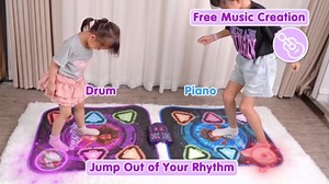 Dance Mat, 2025 Light Up 2-Player Opposing Dance Pad with Single & Double Player Modes, 12-Button Kids Music Toys with Bluetooth, Birthday for 3-12 Year Old Boys Girls