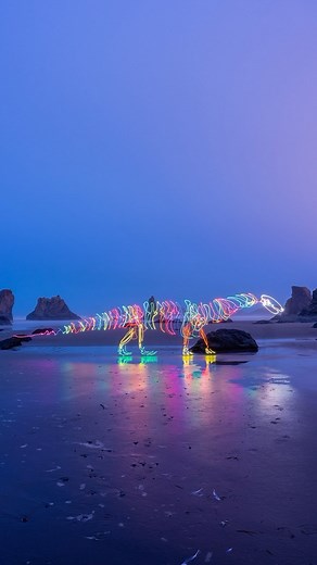 187K views · 29K reactions | Light painting a rainbow dino 秊 | Dariustwin | Facebook
