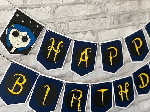 Coraline Happy Birthday Banner, Coraline Party Decor - Etsy