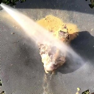 Amethyst Crystal right out of the wall that is now almost a dirt like material. This is due to at least 350 million years of rock decomposition. After that amount of time rocks turns to dirt and mud seeps every little crack in the earth. | The Crystal Collector