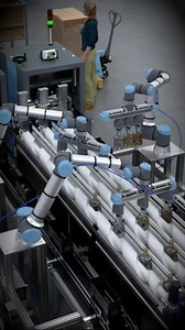 Curieux de savoir comment les cobots peuvent intégrer votre fin de ligne ? 樂遼 Même plus besoin d’utiliser votre imagination ! Entrez gratuitement dans notre usine virtuelle ! Une visite 3D pour voir l’automatisation en action. 了 Découvrez, visualisez et préparez une production plus intelligente et plus sûre. Visitez dès maintenant ! " | Universal Robots | Facebook