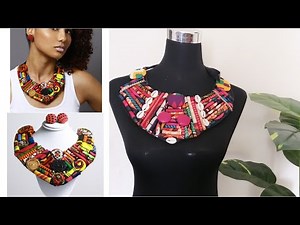 How to make this Beautiful Statement African Print Fabric Necklace - Ankara DIY