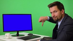 Young Businessman Sits Front Computer Blue: стоковое видео (без лицензионных платежей), 1036737887 | Shutterstock