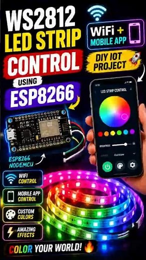 WS2812 LED Strip + WiFi Control = Custom Lighting 🔥 #addressableled #esp8266 #diy