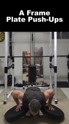 Nick Nilsson on Instagram: "A Frame Plate Push-Ups - this is a simple setup (and not too crazy :) for getting an inwards-pushing angle on the push-up exercise. I've got pair of bumper plates (steel plates can work, too) set on the ends of a 50 lb hex dumbbell to create downsloping angles for you to set your hands on. As you push-up, the angle of the hands creates more directional "inwards" tension for the pecs (intention). You can use this setup with a variety of push-up variations. I show the s