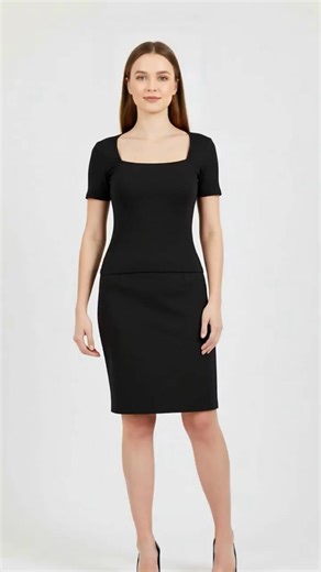 Women's Solid Color Square Neck Tee, Casual Basic Short Sleeve T-shirt for Daily Wear, Ladies Clothes for All Seasons, Top