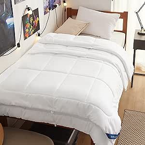 Bedsure Twin XL Duvet Inserts 2 in 1 Dorm Bedding - 150gsm Lightweight Duvet Insert & 300gsm All Season 2 Buttoned Quilt with 8 Corner Tabs (Twin XL)