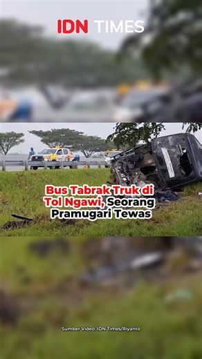 IDN Times Video | BUS TABRAK TRUK DI TOL NGAWI, SEORANG PRAMUGARI TEWAS Kecelakaan maut terjadi di ruas Tol Ngawi, Jawa Timur, Kamis (12/2/2026) sekitar... | Instagram