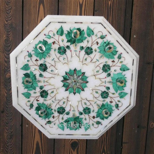 Floral Marble Inlay Coffee Table Malachite Stone Work Modern Home Decor - Etsy