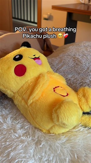 It’s the best way to fall asleep💛 #pokemonlover #sleep #relax #breathingplush #pikachu this Pikachu Pokemon plush is not just cute, it’s a breathing plush designed to help you calm your mind. It’s gentle breathing motion helps you relax your body, reduce stress, and ease anxiety after a long day. Perfect for bedtime, this soft plush creates a peaceful routine that supports better sleep and even deep sleep. Hug it, breathe with it, and let your worries slowly fade away.