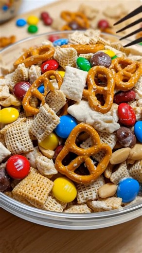 White Chocolate Trash Snack Mix 🎄👇 | Natalie Recipes