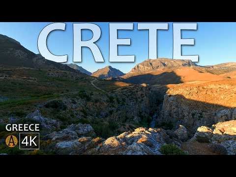 Crete, Greece, Relaxing Sunset Walk Along Scenic Preveli Gorge, Amazing Views of Palm Forest, 4K
