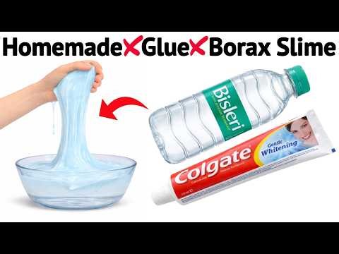 Water Slime Making/How to make Water and Colgate Slime at home Without Glue Borax and Activator/ASMR