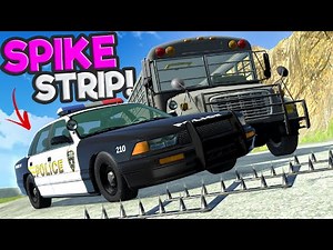 PRISON BUS Police Escape Against SPIKE STRIPS in BeamNG Drive Mods!