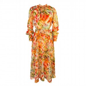 *NWT* Marchesa Notte Floral Dress With Hip Cutouts and Long Sleeves